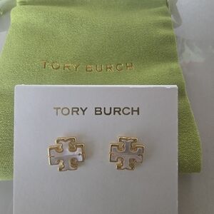 Tory Burch Gold Logo Stud Earrings
